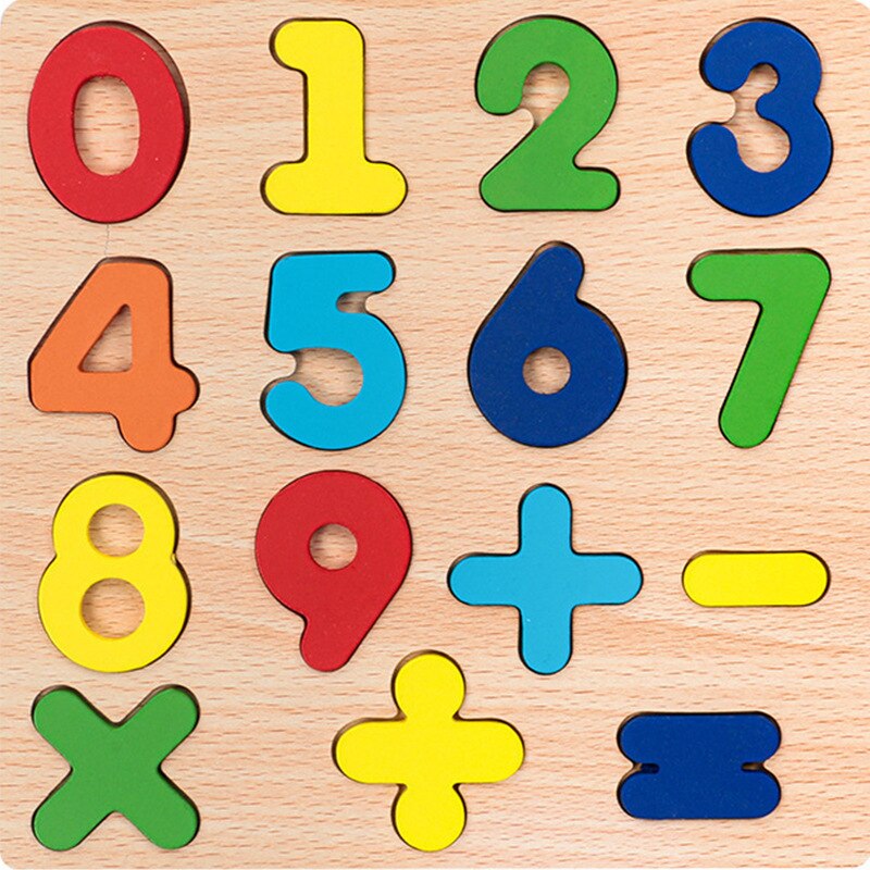 Rompecabezas de madera 3D Montessori para niños con formas de alfabeto y números