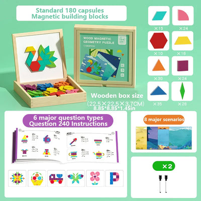 Fidtoy Blocs magnétiques en bois – Jouet éducatif créatif pour enfants