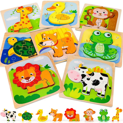 Rompecabezas de madera Montessori para bebés de 1, 2, 3+ años
