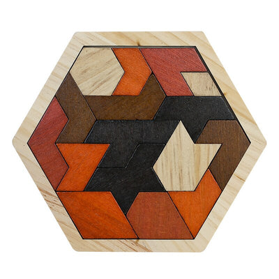 Rompecabezas de madera hexagonal Tangram para niños