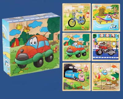 Fidtoy Puzzle en bois d'animaux pour tout-petits – Jouet éducatif rotatif à 9 pièces pour les 3-6 ans, développement de la motricité fine et des compétences cognitives Montessori