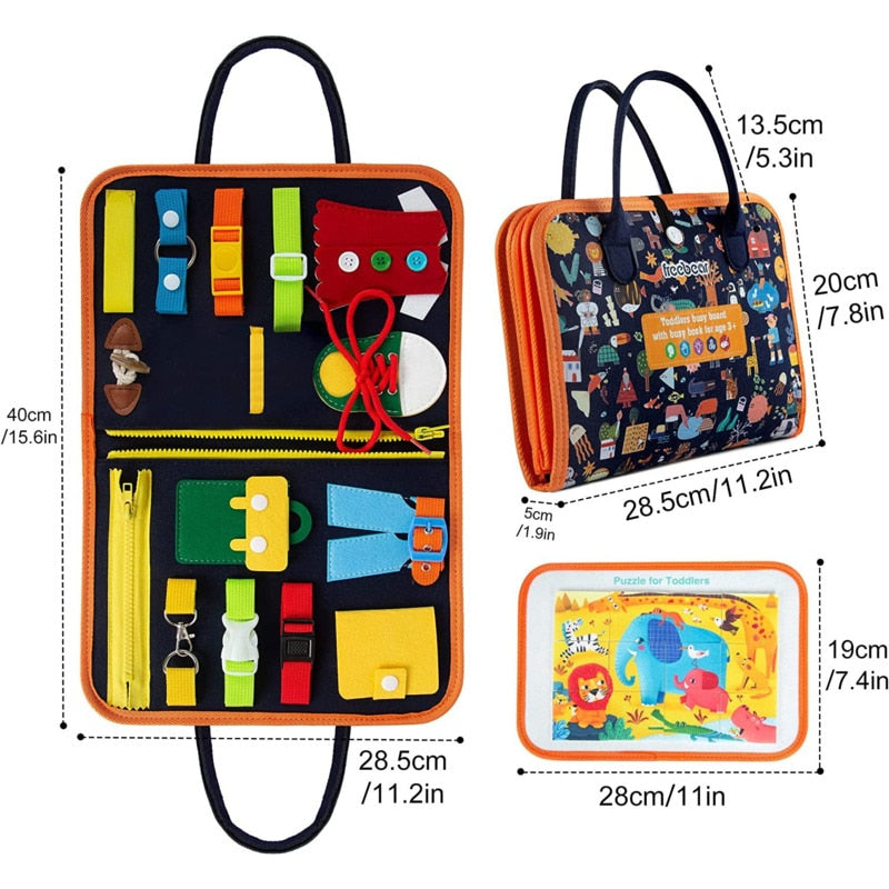 Fidtoy Busy Board para Niños Pequeños – Tablero de Actividades Sensoriales Portátil para Viajes y Aprendizaje