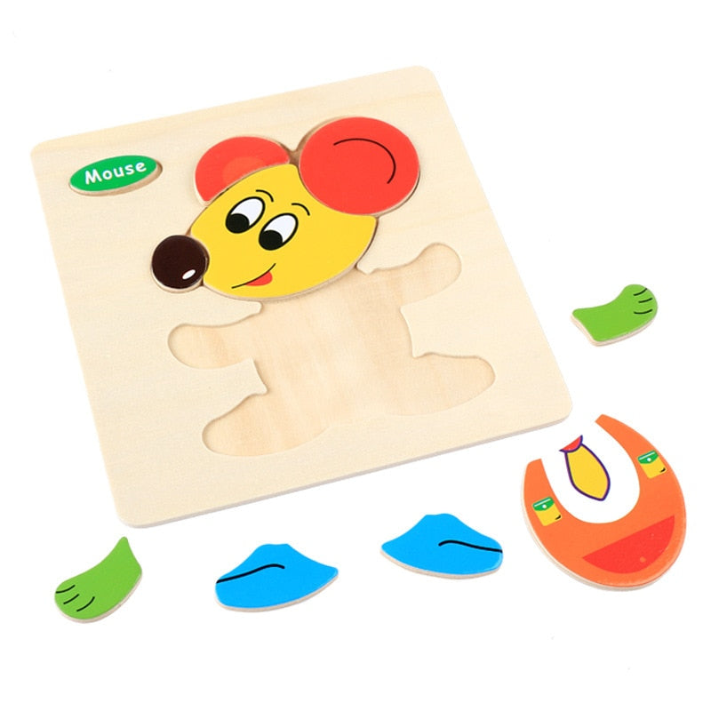 Set de Puzles Montessori de Madera con Dibujos Animados #1