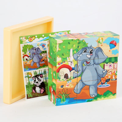 Fidtoy Puzzle en bois d'animaux pour tout-petits – Jouet éducatif rotatif à 9 pièces pour les 3-6 ans, développement de la motricité fine et des compétences cognitives Montessori