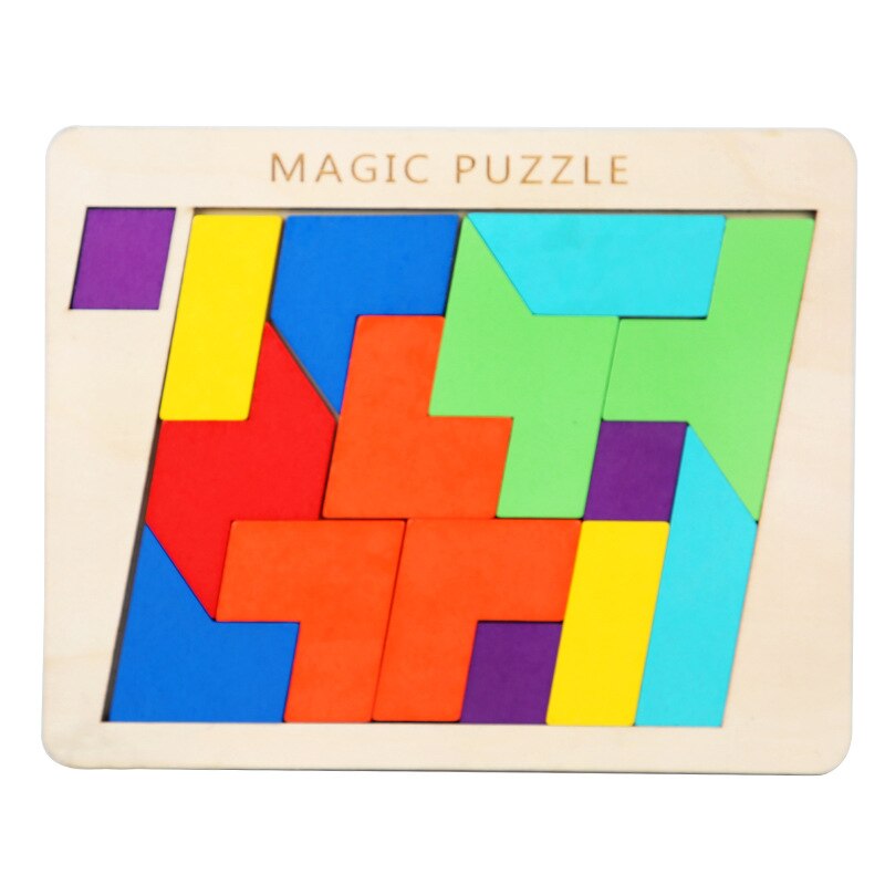 Rompecabezas de madera hexagonal Tangram para niños