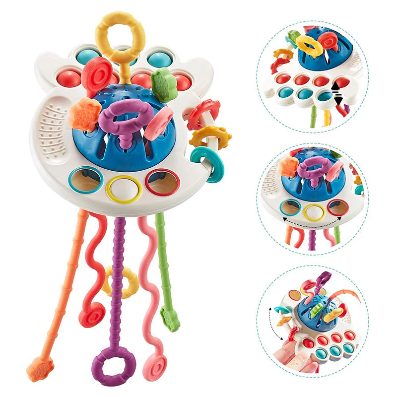 Juguete de dentición de silicona Montessori sensorial ovni