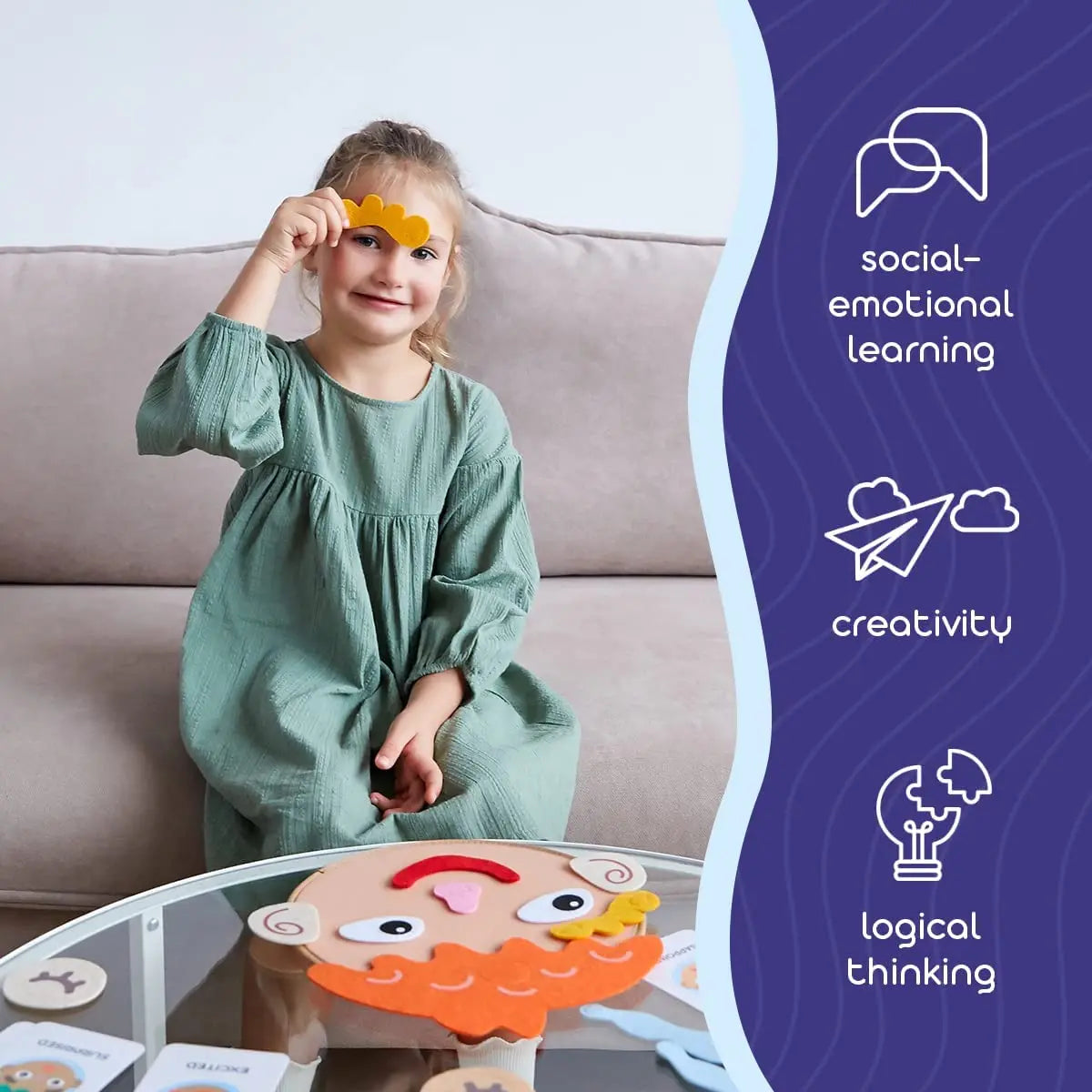 Fidtoy Jeu d'expression faciale Montessori Jouet d'apprentissage des émotions