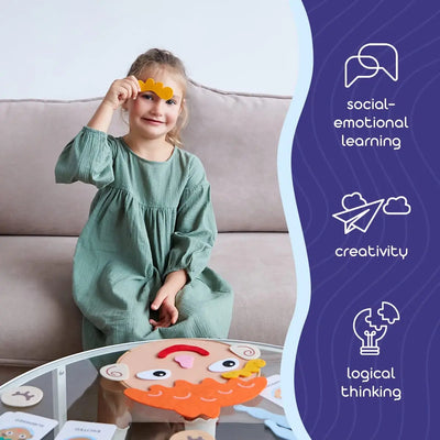 Fidtoy Jeu d'expression faciale Montessori Jouet d'apprentissage des émotions