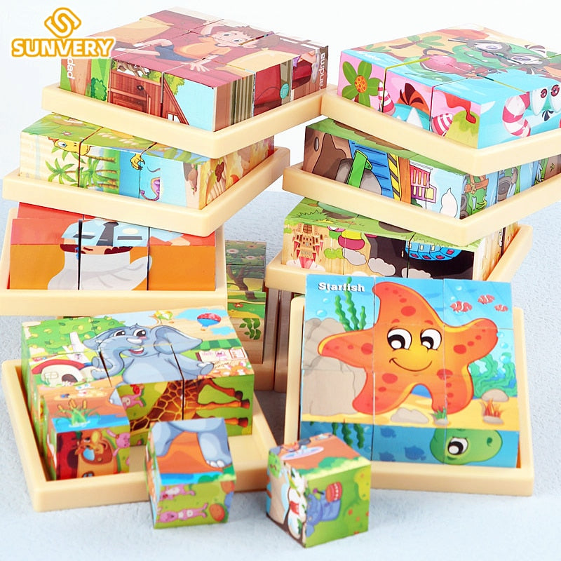 Rompecabezas de 9 Piezas en Cubos 3D (6 caras) (3-6 años)