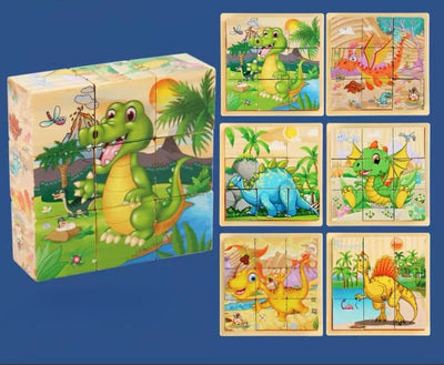 Fidtoy Puzzle en bois d'animaux pour tout-petits – Jouet éducatif rotatif à 9 pièces pour les 3-6 ans, développement de la motricité fine et des compétences cognitives Montessori