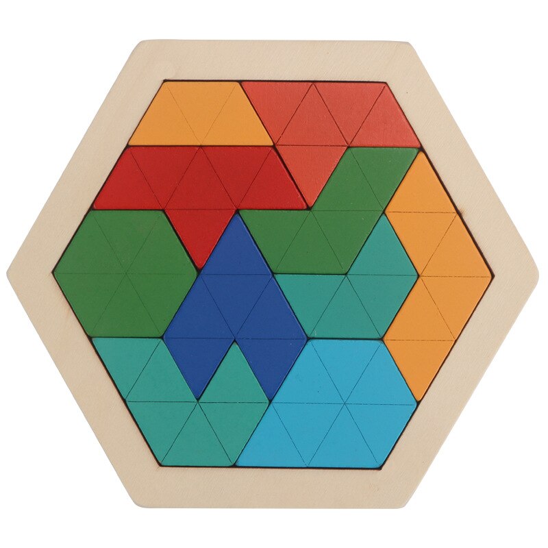 Rompecabezas de madera hexagonal Tangram para niños