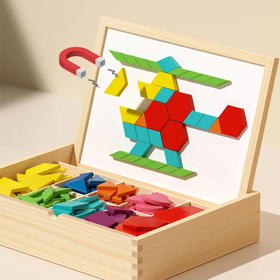 Fidtoy Blocs magnétiques en bois – Jouet éducatif créatif pour enfants