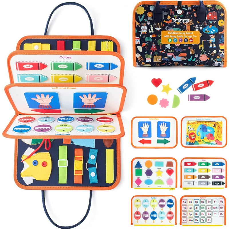 Fidtoy Busy Board para Niños Pequeños – Tablero de Actividades Sensoriales Portátil para Viajes y Aprendizaje