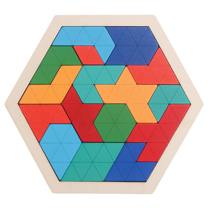 Rompecabezas de madera hexagonal Tangram para niños