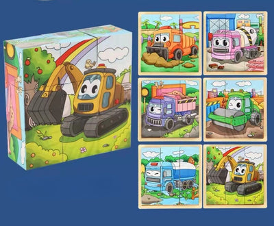 Fidtoy Puzzle en bois d'animaux pour tout-petits – Jouet éducatif rotatif à 9 pièces pour les 3-6 ans, développement de la motricité fine et des compétences cognitives Montessori