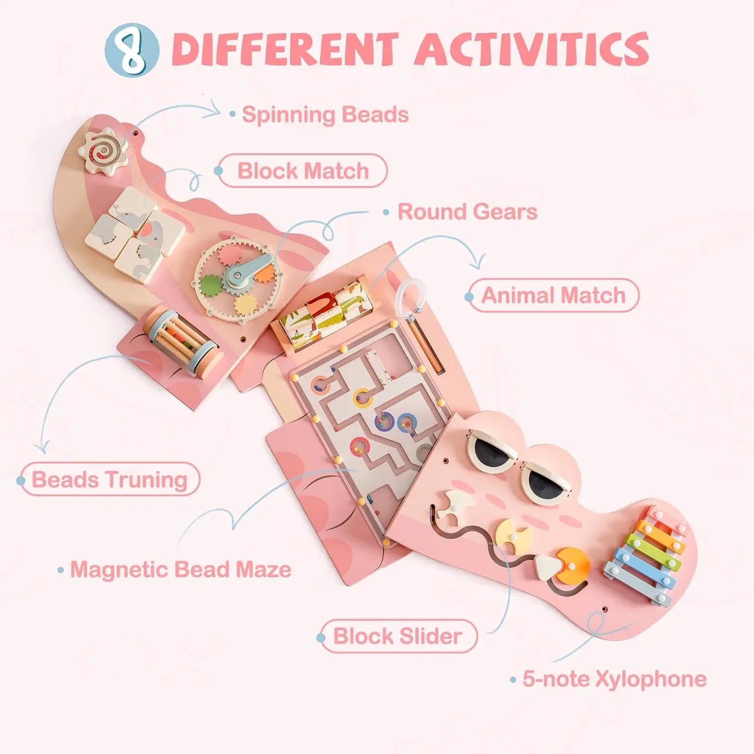 Fidtoy Robotime Busy Board montado en la pared - Juguete Montessori interactivo para niños