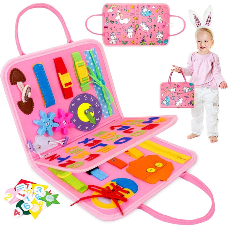 Fidtoy Busy Board para Niños Pequeños – Tablero de Actividades Sensoriales Portátil para Viajes y Aprendizaje
