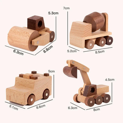 Fidtoy Wooden Vehicle Toy Set for Kids | Montessori Construction & Transportation Play
