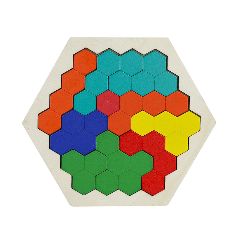 Rompecabezas de madera hexagonal Tangram para niños