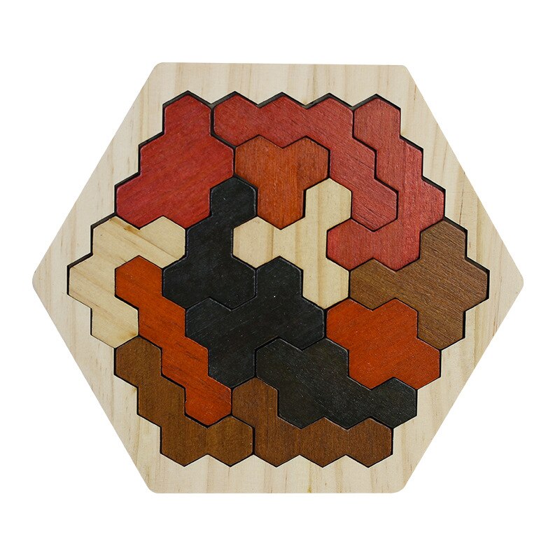 Rompecabezas de madera hexagonal Tangram para niños