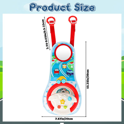 Pretend Simulated Driving Steering Wheel Toy Car Backseat Toys with Light and Music Early Educational Fun Gifts for Kids