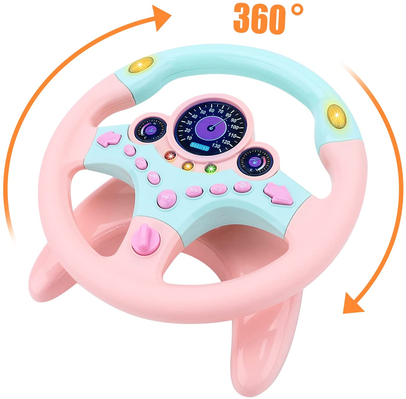 Volante de juguete Fidtoy para niños simulador de conducción – Juguete para asiento de coche con llave interactiva, luces y sonidos