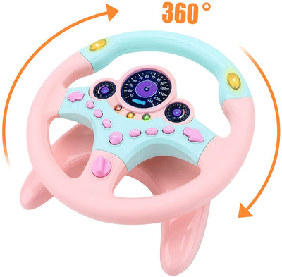 Volante de juguete Fidtoy para niños simulador de conducción – Juguete para asiento de coche con llave interactiva, luces y sonidos