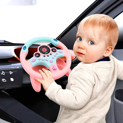 Volante de juguete Fidtoy para niños simulador de conducción – Juguete para asiento de coche con llave interactiva, luces y sonidos