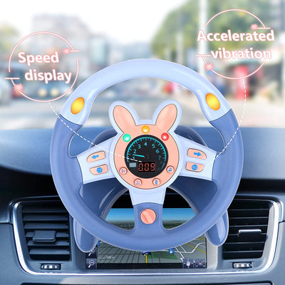 Volant pour voiture de siège arrière, jouet de volant de simulation de conduite, jouet éducatif lumineux et musical pour enfants, bleu