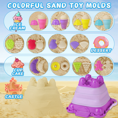 33PCS Jouets de Plage Outils à Crème Glacée Jouets de Jardin Extérieur Jouets de Bain pour Bébé