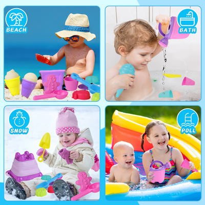 33PCS Jouets de Plage Outils à Crème Glacée Jouets de Jardin Extérieur Jouets de Bain pour Bébé
