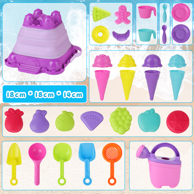 33PCS Jouets de Plage Outils à Crème Glacée Jouets de Jardin Extérieur Jouets de Bain pour Bébé