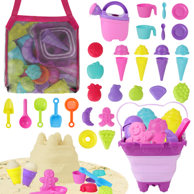 33PCS Jouets de Plage Outils à Crème Glacée Jouets de Jardin Extérieur Jouets de Bain pour Bébé