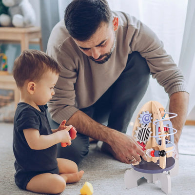 Fidtoy Wooden Rocket Activity Toy for Toddlers – STEM Multi Activity Learning Toy Age 1+