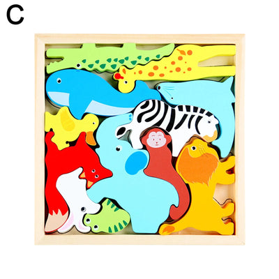 Ensemble de blocs en bois puzzle animal carré