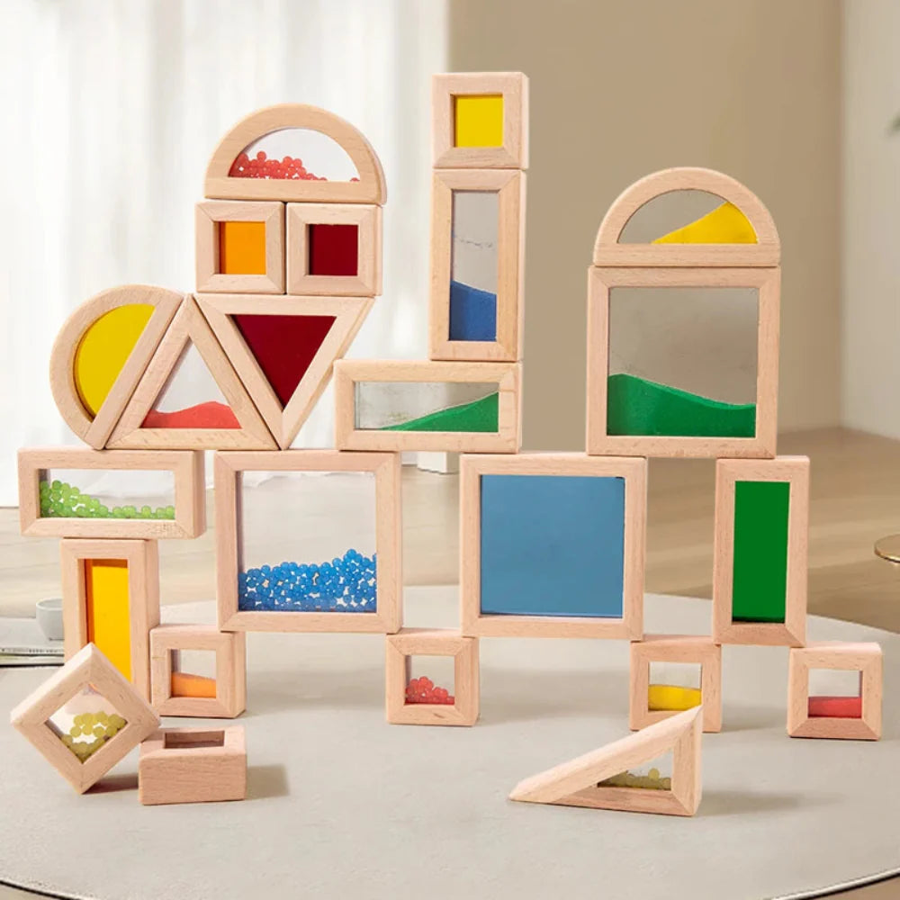 Fidtoy Blocs sensoriels transparents en acrylique | Jouet éducatif et de construction STEM pour les tout-petits de 3 ans et plus
