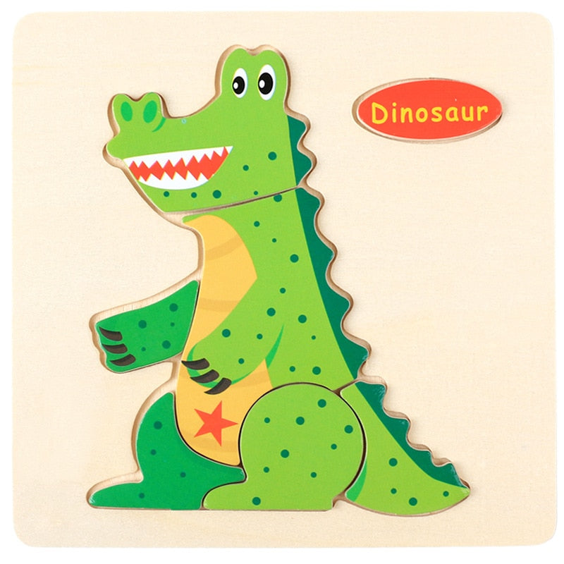 Set de Puzles Montessori de Madera con Dibujos Animados #2