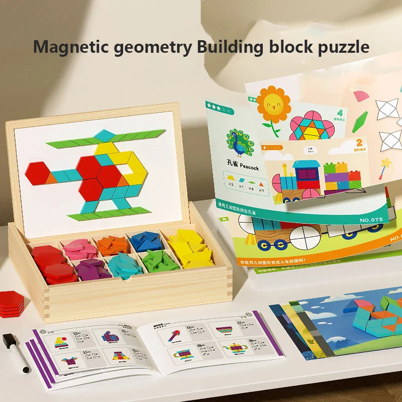 Fidtoy Blocs magnétiques en bois – Jouet éducatif créatif pour enfants