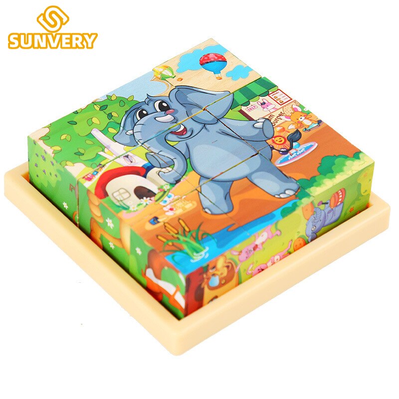 Fidtoy Puzzle en bois d'animaux pour tout-petits – Jouet éducatif rotatif à 9 pièces pour les 3-6 ans, développement de la motricité fine et des compétences cognitives Montessori