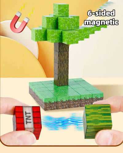 Bloques de construcción magnéticos – Juguetes de construcción creativos para montar uno mismo con caja de almacenamiento de regalo para el aprendizaje y juego imaginativo de los niños
