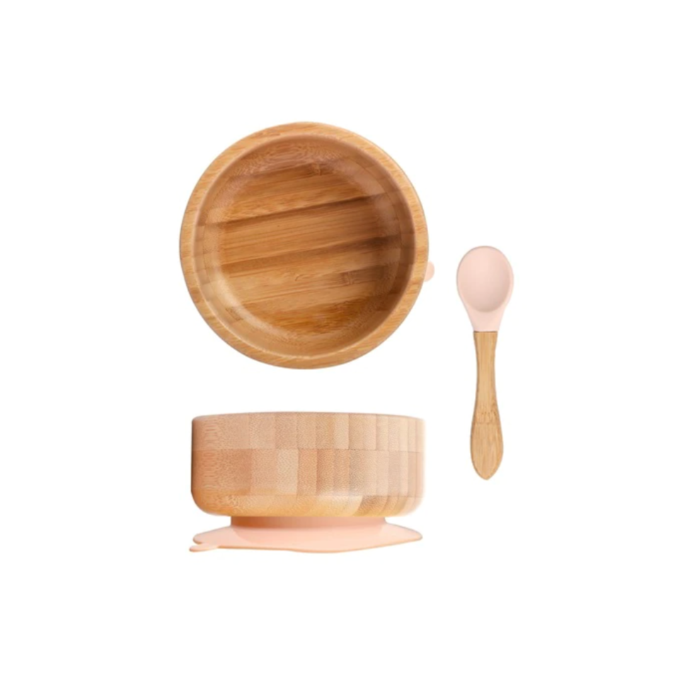 Ensemble bol et cuillère en bambou Fidtoy – Bol d'alimentation pour bébé pour la diversification alimentaire (DME)