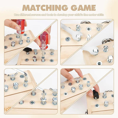 Fidtoy Montessori Screwdriver Board for Kids Wooden Tool Toy Fine Motor Skills Learning