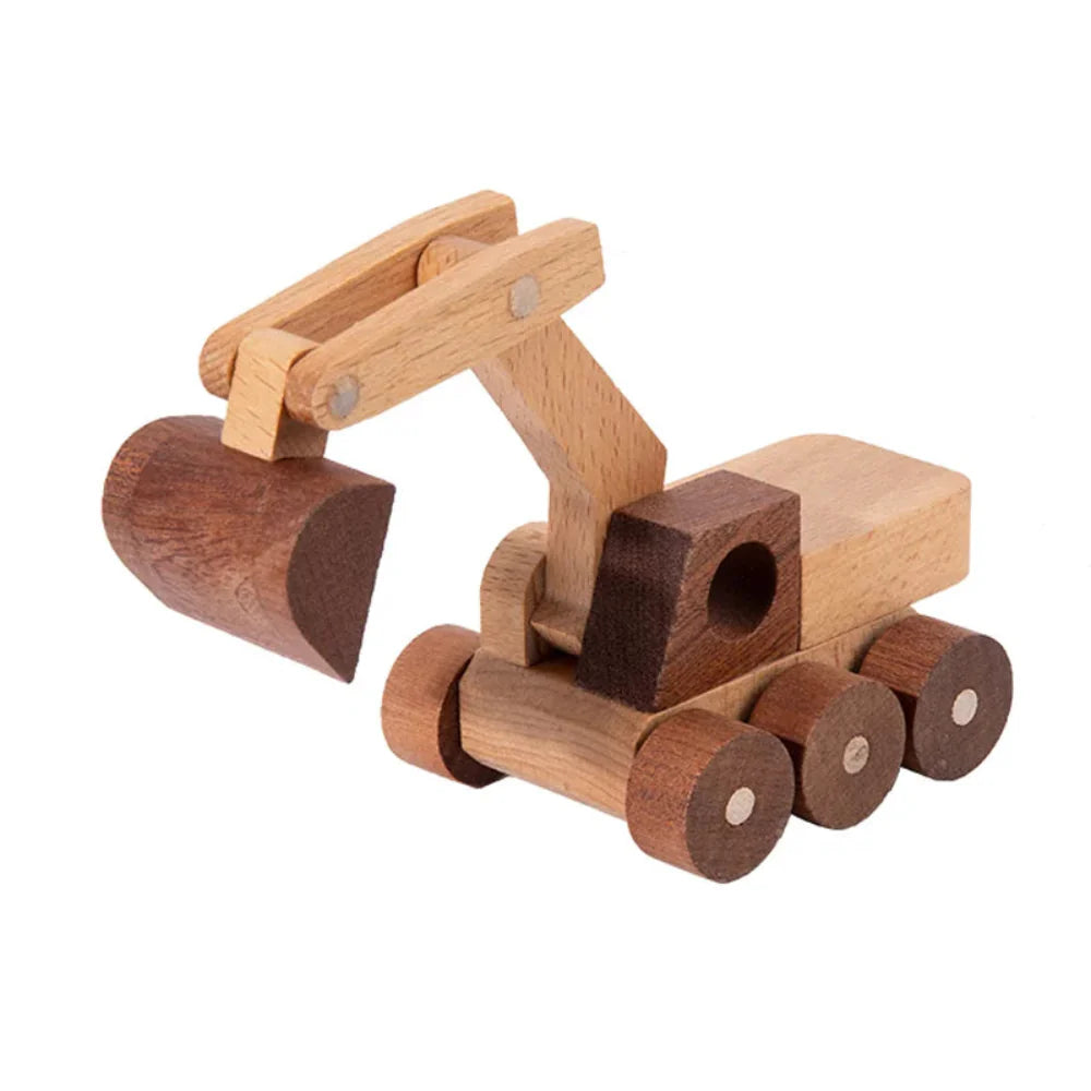 Fidtoy Wooden Vehicle Toy Set for Kids | Montessori Construction & Transportation Play