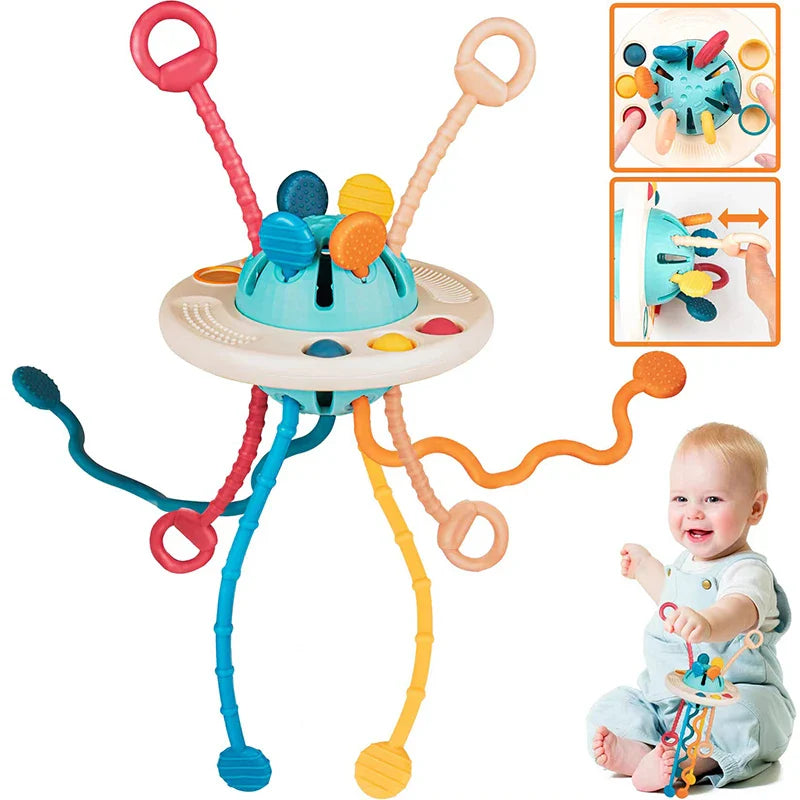 Juguete de dentición de silicona Montessori sensorial ovni