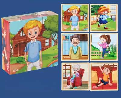 Fidtoy Puzzle en bois d'animaux pour tout-petits – Jouet éducatif rotatif à 9 pièces pour les 3-6 ans, développement de la motricité fine et des compétences cognitives Montessori