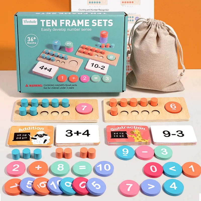 Fidtoy Ten Frame Math Game Montessori Number Learning Toy