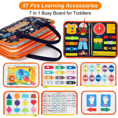 Fidtoy Busy Board para Niños Pequeños – Tablero de Actividades Sensoriales Portátil para Viajes y Aprendizaje