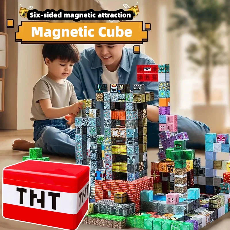 Bloques de construcción magnéticos – Juguetes de construcción creativos para montar uno mismo con caja de almacenamiento de regalo para el aprendizaje y juego imaginativo de los niños