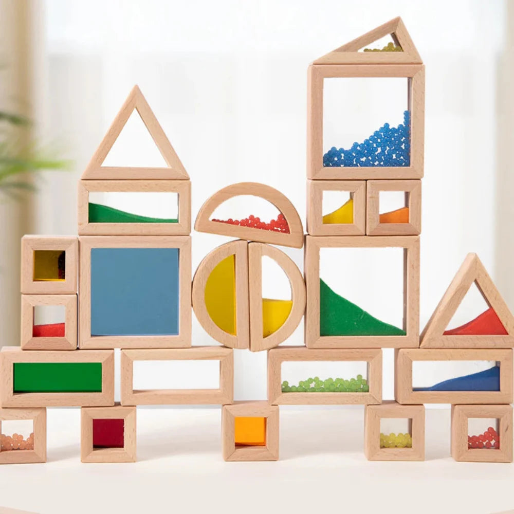 Fidtoy Blocs sensoriels transparents en acrylique | Jouet éducatif et de construction STEM pour les tout-petits de 3 ans et plus