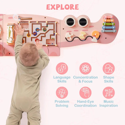 Fidtoy Robotime Busy Board montado en la pared - Juguete Montessori interactivo para niños